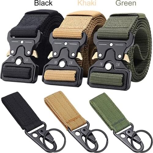 Military Tactical Belt Army Mens Nylon Belt Metal Buckle Style Jeans Belts Wide Quick Release Hook Outdoor Hunting Waist Strap