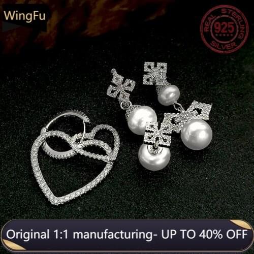 S925 sterling silver women silver love heart-shaped earrings natural pearl luxury compact fashion cute monaco jewelry gift
