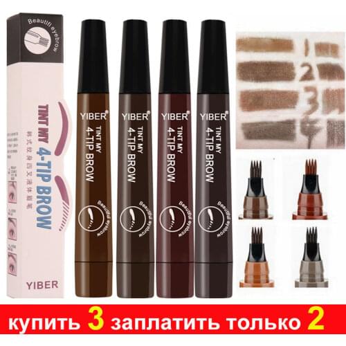 Women Makeup Eyebrow Pencil Waterproof Brown Eye Brow Tattoo Dye Tint Pen Liner for Eyebrows Marker Long Lasting Eyes Makeup