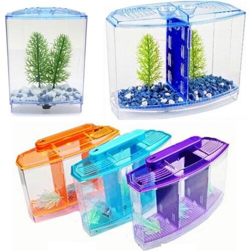 1pcs 1/2/3 grids Arcylic Betta Guppy Baby Small Fish Separation Fish Bow Aquarium Breeding Box