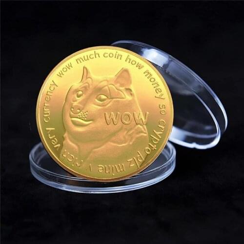 1PC Funny Dogecoin Gold Silver Doge Commemorative Coins Collection Wow Dog Pattern Souvenir Home Decor Crafts Desktop Ornaments