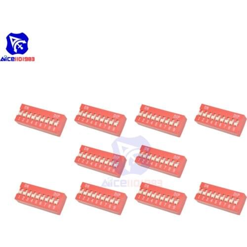 Diymore 10PCS/Lot Red DIP Switch Horizontal 9 Positions 2.54mm Pitch for Circuit Breadboards PCB