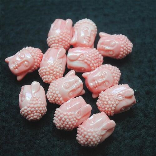 15PCS Caring Pink Buddha Heads Beads Accessories Size 15x20MM Two Types of Designs For Fashion Bracelets Making Parts Free Ships