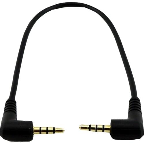1x Gold Plated Plug Stereo 3.5mm 4 Pole Male to Male Right Angle Plug M/M Audio Short Connector Cable Cord 20cm