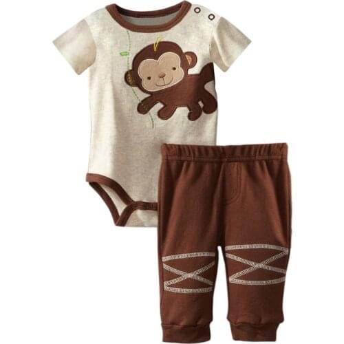 2018 Baby Rompers Boys Clothes Sets Newborn Jumpsuits infant clothing bebe dress Pant Monkey Shirt Trouser 100% Cotton Summer