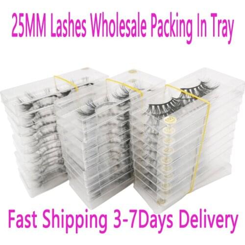 25mm Mink False Eyelashes 30/50/100/200/300Pairs Wholesale 3D Mink Lashes big clear tray Label Makeup Dramatic Long Mink Lashes