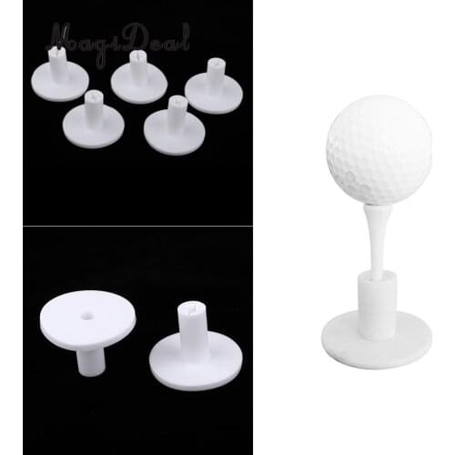 5Pcs/Pack Rubber Golf Tees Holder Golf Tee Driving Range Practice Mat 35mm Durable Golfer Accessories Training Tool - White