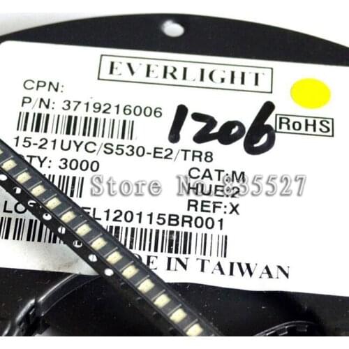 50PCS/LOT ( Make EVER LIGHT ) 3216 1206 yellow SMD LED lamp beads bright LED light emitting diode