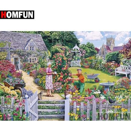 HOMFUN Full Square/Round Drill 5D DIY Diamond Painting "Old man scenery" Embroidery Cross Stitch 5D Home A08276