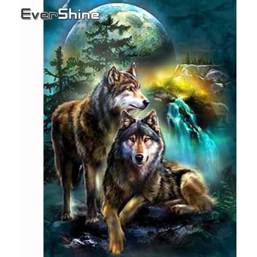 Evershine Diamond Painting Animals Wolf Cross Stitch Full Set Diamond Embroidery Full Square Diamond Mosaic Cartoon Rhinestones