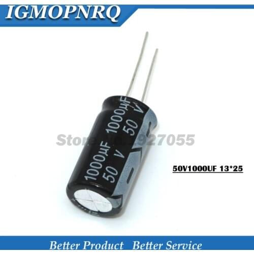 10PCS 50V1000UF 13*25mm 1000UF 50V 13*25 Aluminum electrolytic capacitor new