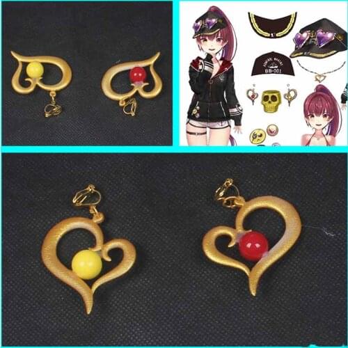 Anime Hololive Vtuber Houshou Marine Ears Clips Take Photo Props Cosplay Women Girls Student Handwork Earrings Accessories