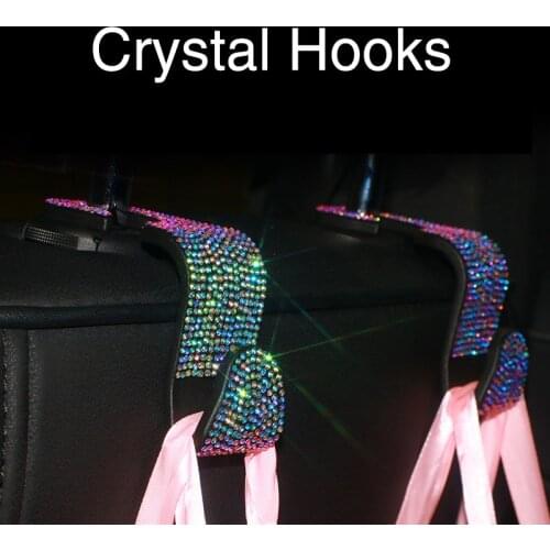 Car Seat Back Hook Diamond Bling Rhinestones Hanger Auto Back Universal Headrest Mount Storage Holder Car Interior Accessories