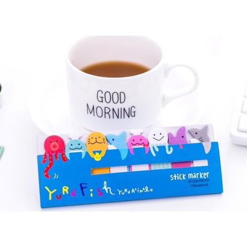 Kawaii Memo Pad Bookmarks Posted It Planner Creative Cute Animal Sticky Notes index Stationery School Supplies Paper Stickers