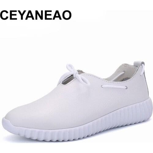 CEYANEAO 2018 Womens Shoes Casual Genuine Leather Moccasins Ladies Driving Shoe Woman Loafers Female Flats Mother Footwear Shoe