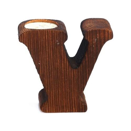 Pony Bed Wood Decorative Letter V Candle holder