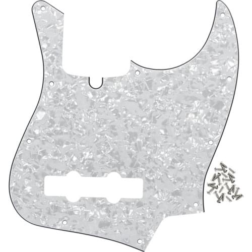 FLEOR White Pearl Standard US 10 Hole JB Bass Pickguard Scratch Plate & Screws for 4 String Bass