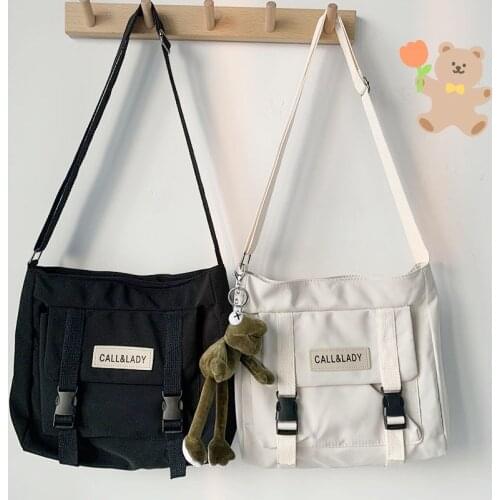 Canvas Women Messenger Bag Korean Large Shoulder Crossbody Bags 2021 Student Nylon Cloth Book Bag Handbags Satchels