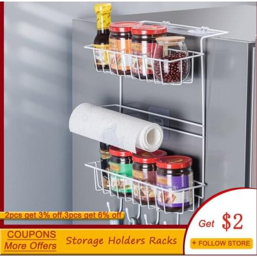 Creative Refrigerator Side Rack Kitchen Shelf Storage Racks Wall Hanging Multi-Function Spice Storage Holders Household Goods