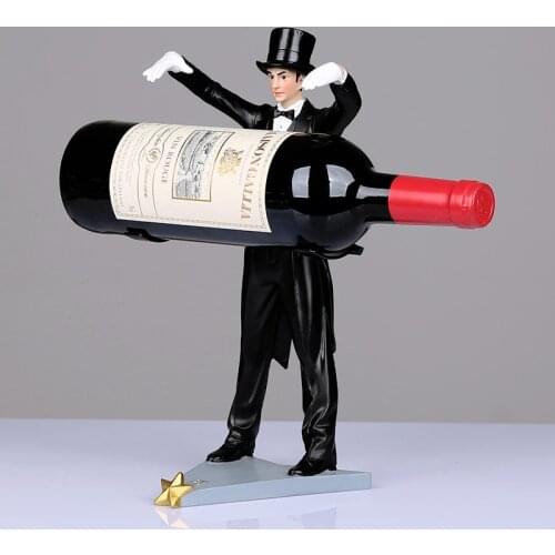 Creative Home Decor Magical Wine Holder Magician Figurine Bottle Rack Table Ornament Resin Handmade Colored European Style