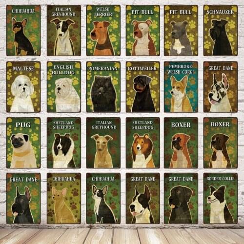 [ Mike86 ] Pets Dog Maltese PUG BOXER Metal Painting Wall tin sign Custom Poster 20*30 CM DD-9