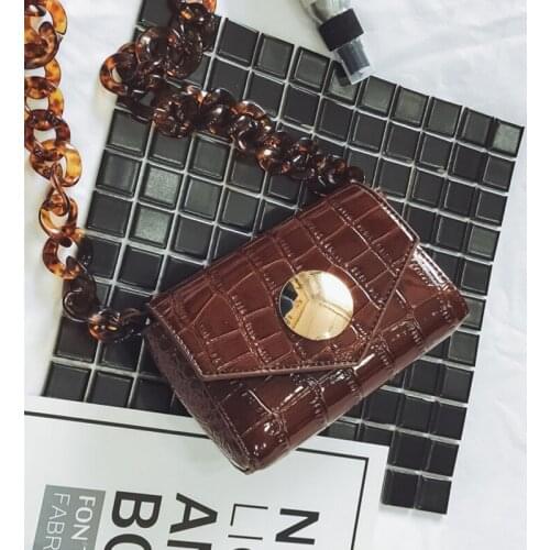 Fashion Acrylic Rough Chain Crossbody Bag for Women Luxury Crocodile Pattern Waist Bag Chest Bag Handbag Purse Shoulder Bags Q4