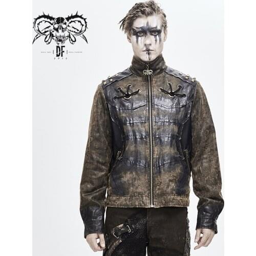 Devil Fashion Mens Steampunk Distressed Cardigan Jackets Punk Cotton Loose Daily Casual Trench Coat
