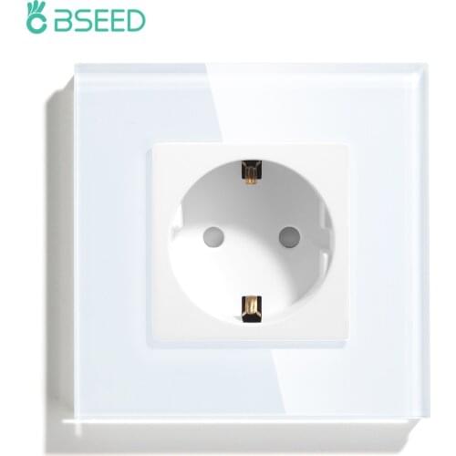 BSEED 1/2/3/4Fach EU Wall Socket Glass Panel Electrical Outlet White Color