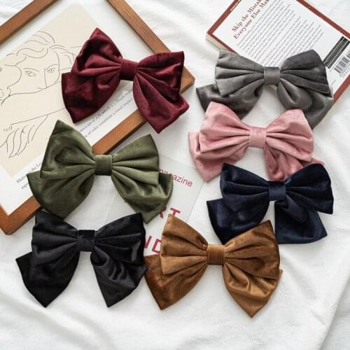 New Fashion Hairclip Autumn Winter Barrette Bow For Girls Flannel Bow Ponytail Women Elegant Headwear Hairpins Hair Accessories