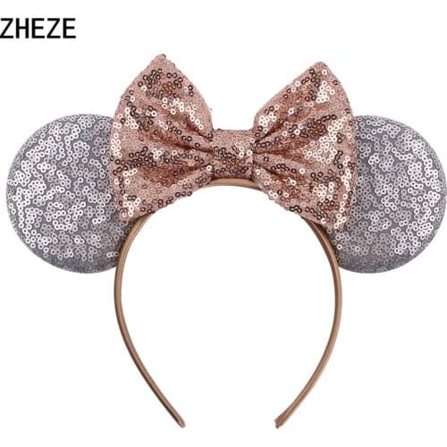 2021 NEW Girl 5'' Sequin Bow 3.3'' Mouse Hairband Festival Headband Woman DIY Boutique Party Gift Headwear Hair Accessories