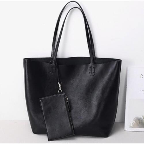 2019 new European and American fashion one-shoulder bag tote bag head layer cowhide simple soft leather large capacity bag