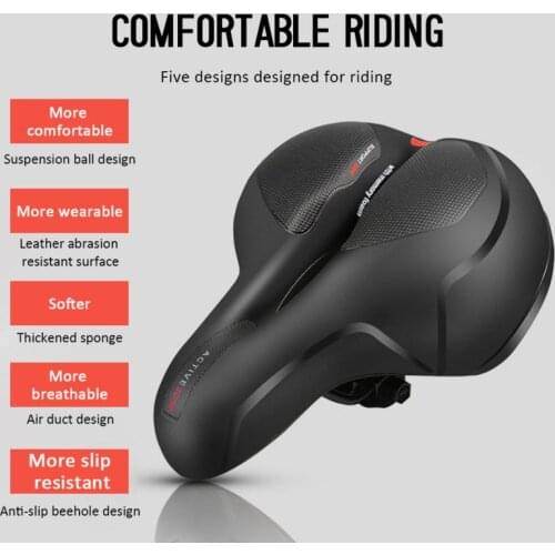 New Widened And Thickened Bicycle Seat Big Ass Saddle Bike Seat With Highlight Reflective Riding Equipment Cycling Accessories