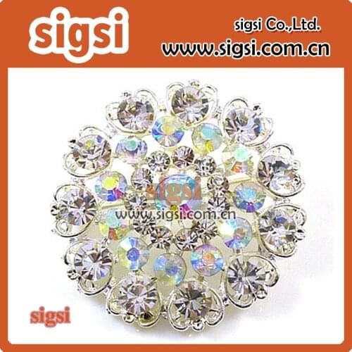 Wholesale sparkly crystal rhinestone brooch pin for wedding invitation gift