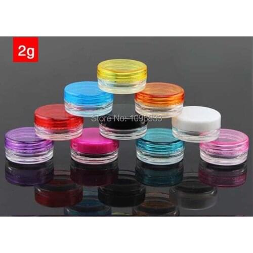 2G Plastic Cream Jar Round Bottom, Cosmetic Packaging Jar, Plastic Small Jar, 2ML Empty Cosmetic Box, Nail Beauty Jar, 50PCS/Lot