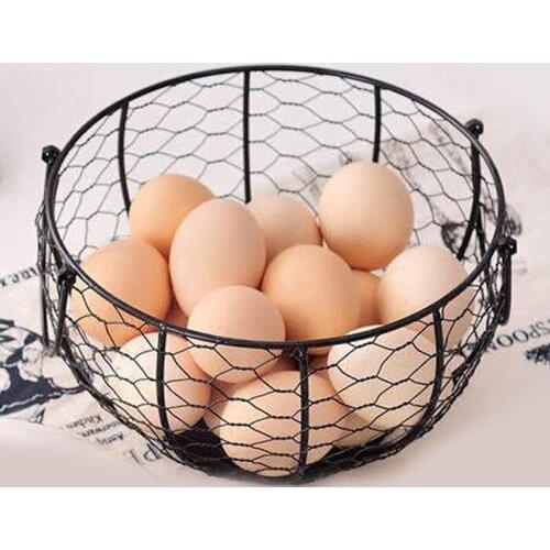 Egg Holder Chicken Wire Egg Basket Fruit Basket Collection Hen Oraments Decoration Kitchen Storage