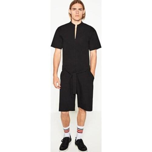 Europe and the United States high street style casual jumpsuit shorts overalls jumpsuit loose summer tide mens pants large size