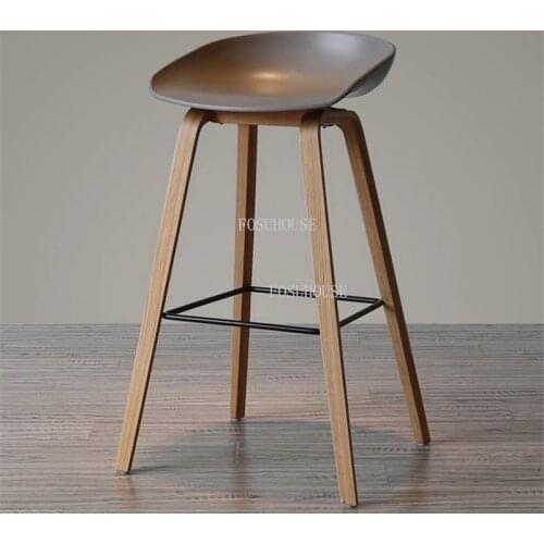Simple Bar Chair Modern Minimalist Solid Wood Bar Stools Nordic Creative Bar Stools Plastic High Stool Home Chairs High Chair