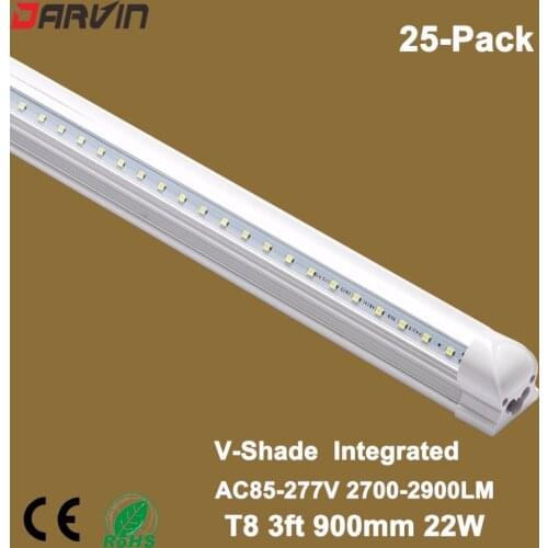 Led T8 V-shade Integrated Tube 3ft 900mm 22W Double Sides Led High Lumen Super Bright 270 Bright degree