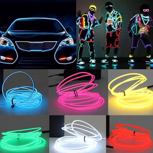 Glow EL Wire Cable LED Neon Christmas Dance Party DIY Costumes Clothing Luminous Car Light Decoration Clothes Ball Rave 2m/3m/5m