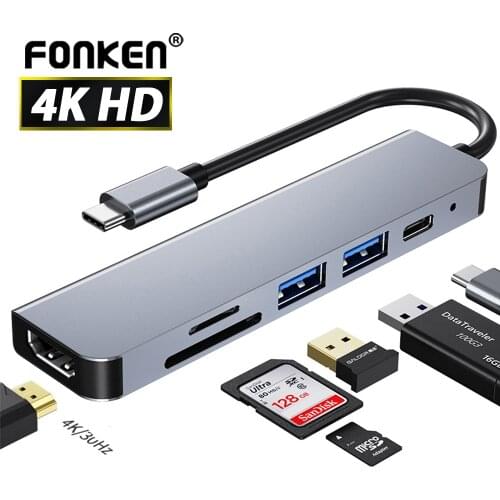 Type C 3.0 USB Hub For MacBook Extension Cable HDMI-compatible 4K 30Hz Hub Adapter SD TF Card Reader For Laptop Accessories