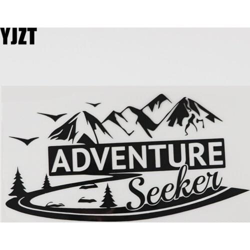 YJZT 18.5CMX9.7CM Adventure Seeker Travel Camper Decal Vinyl Car Sticker Black/Silver 8A-1038