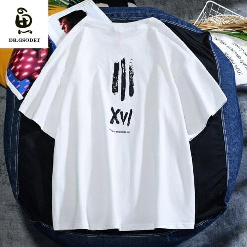 GSODET Summer T-Shirt Couple Cotton Ins Simple Letters Hip Hop Casual Loose Large Size Mens and Womens Half Sleeved Wild Tops