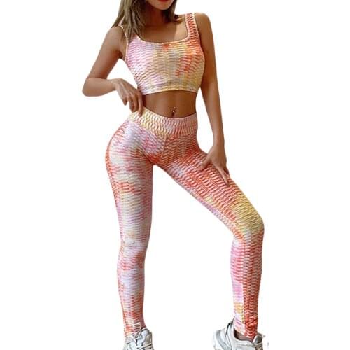 Women Fish Scale Pattern Sport Suits Sexy Tank Tops + Long Pant Fitness Clothes 2 Pcs Tracksuit Sets Fashion And Special