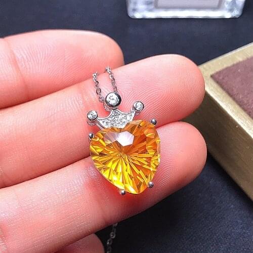 Super large discount natural Topaz Necklace beautiful color crystal clean 925 Sterling Silver womens Necklace