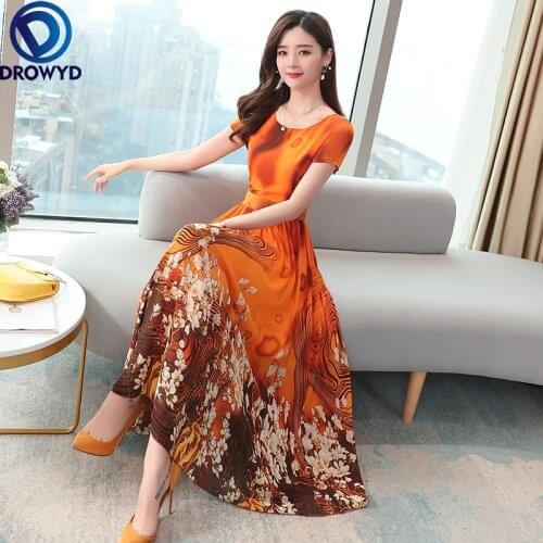 2021 Summer Boho Beach Maxi Dress for Women Red O-neck Short Sleeve Flower Printed Women Chiffon Long Dress Sexy Party Vestidos