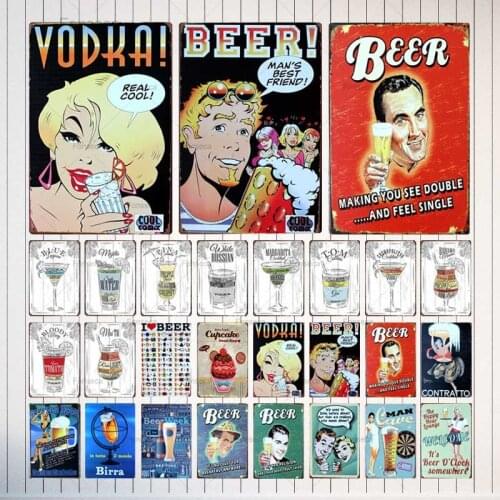 Cocktail Tin Signs Drink Metal Plate Wall Pub Shop Restaurant Cafe Home Art Decor Vintage Iron Poster Cuadros 3330A