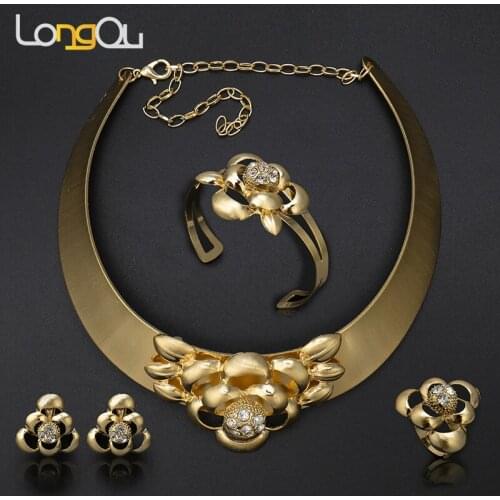 Longqu Dubai gold-colorful Jewelry Sets Women Costume Nigerian Wedding Jewelry Sets Brand Fashion African Beads Jewelry Sets