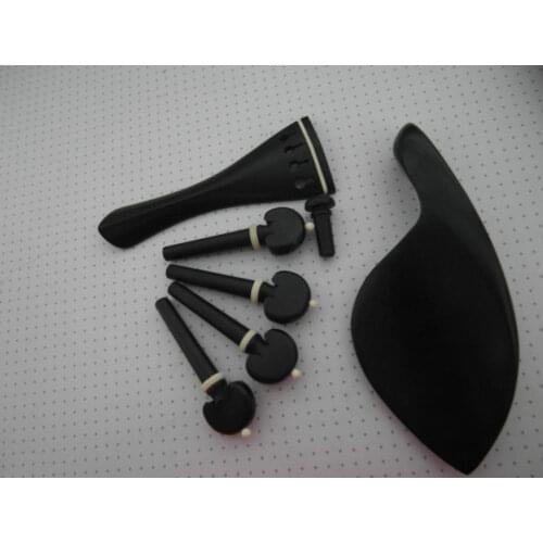 1set ebony wood violin part 4/4 inlay Ox bone, pegs, tailpiece, Chinrest