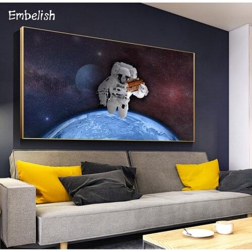 1 Pieces Hot Selling The Astronaut In Outer Space Modern Home Decor Pictures For Living Room Wall Art Poster HD Canvas Painting