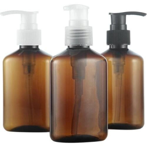 125ML X 50 Empty Oblate Brown Liquid Soap Lotion Pump Plastic Bottles Refillable Shower Gel Shampoo Bottle Cosmetic Containers